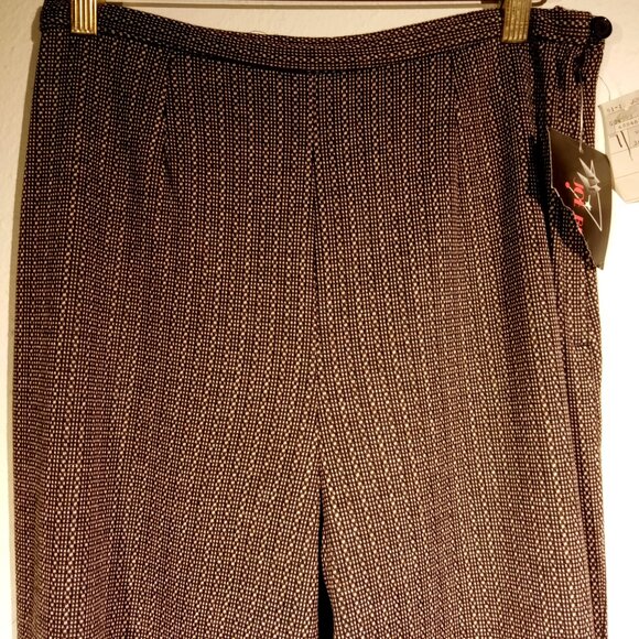 Women's 2 pc suit with Pants sz L Black White print Vintage/Retro NWT Zip Jacket - Picture 6 of 11